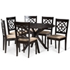 Baxton Studio Sadie Modern and Contemporary Sand Fabric Upholstered and Dark Brown Finished Wood 7-Piece Dining Set